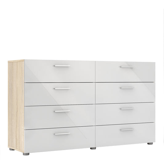 Cote | Furniture Pepe Chest of  Drawers, Wide 8 Drawer (4+4) - Oak & White Pepe, Chest of Drawers 71070073akuu