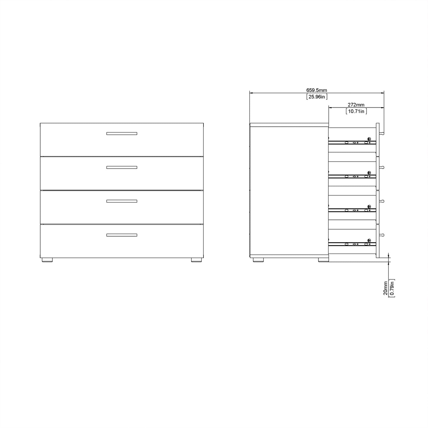 Cote | Furniture Pepe Chest of Drawers, 4 Drawer - Oak Pepe, Chest of Drawers 71070505akak