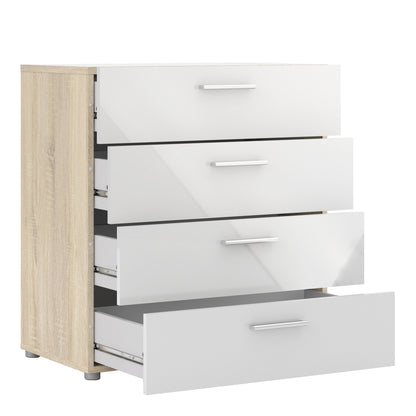 Cote | Furniture Pepe Chest of Drawers, 4 Drawer - Oak & White Pepe, Chest of Drawers 71070505akuu