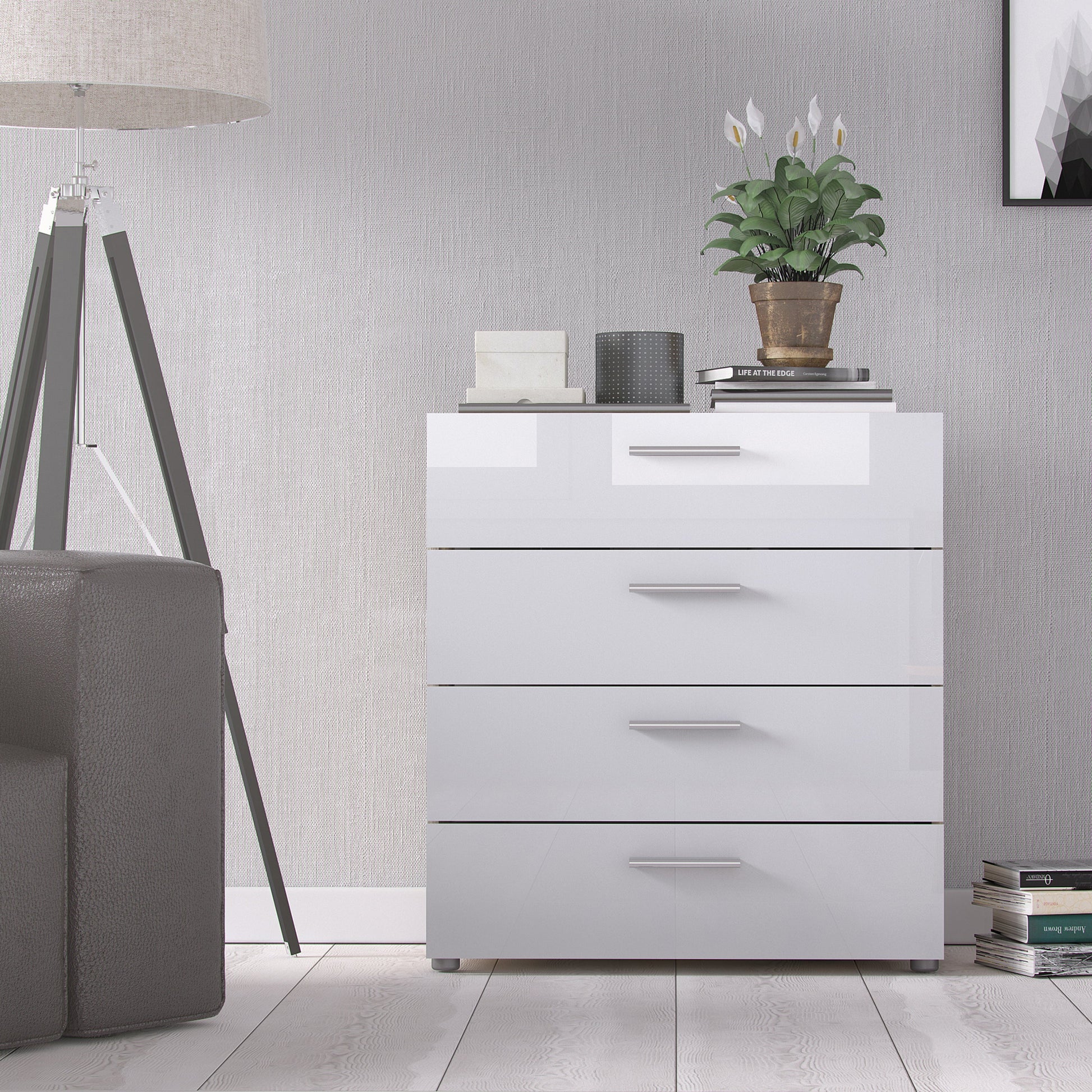 Cote | Furniture Pepe Chest of Drawers, 4 Drawer - Oak & White Pepe, Chest of Drawers 71070505akuu