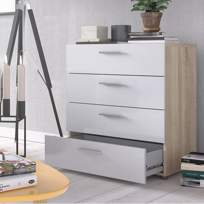 Cote | Furniture Pepe Chest of Drawers, 4 Drawer - Oak & White Pepe, Chest of Drawers 71070505akuu