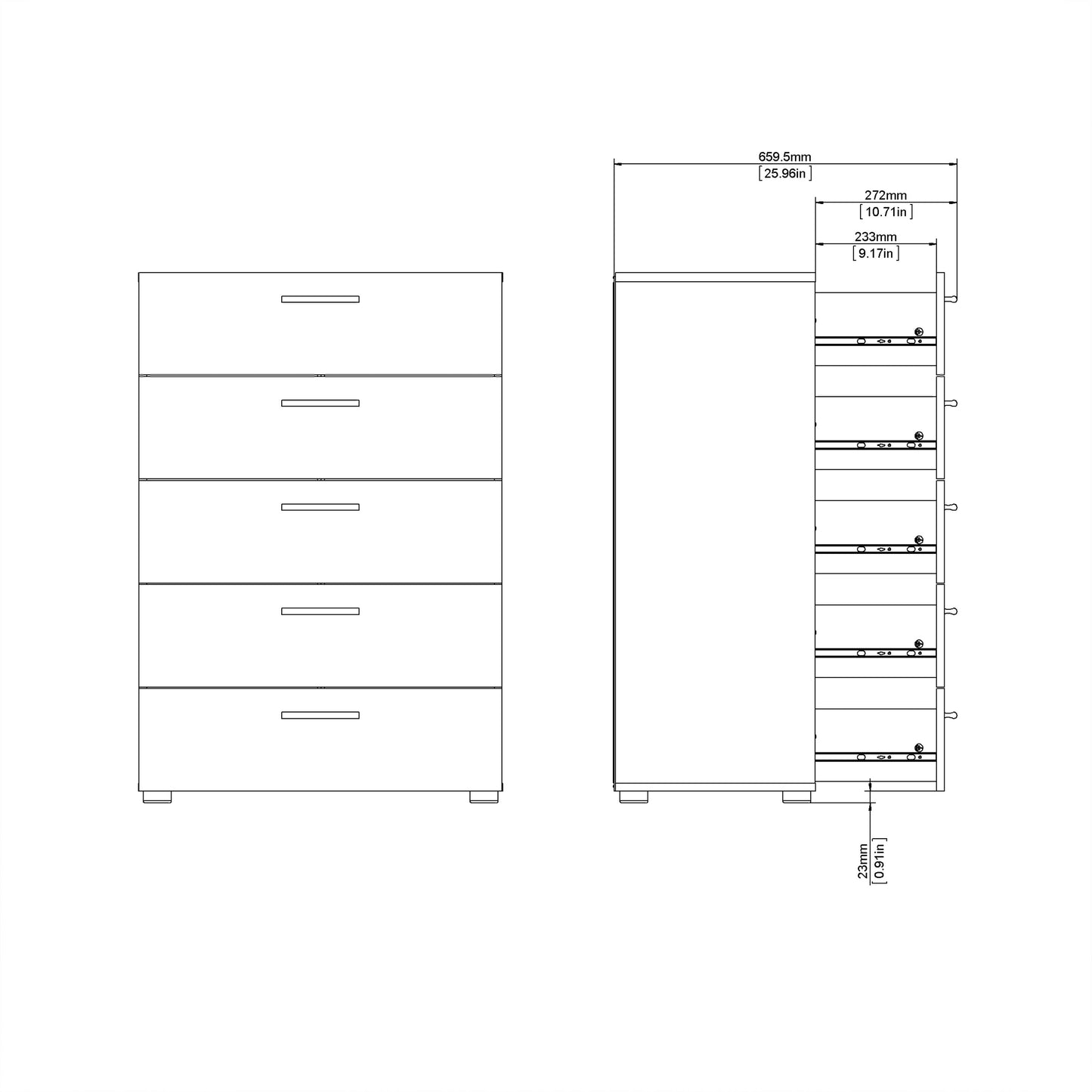 Cote | Furniture Pepe Chest of Drawers, 5 Drawer - Black Pepe, Chest of Drawers 71070508gmgm