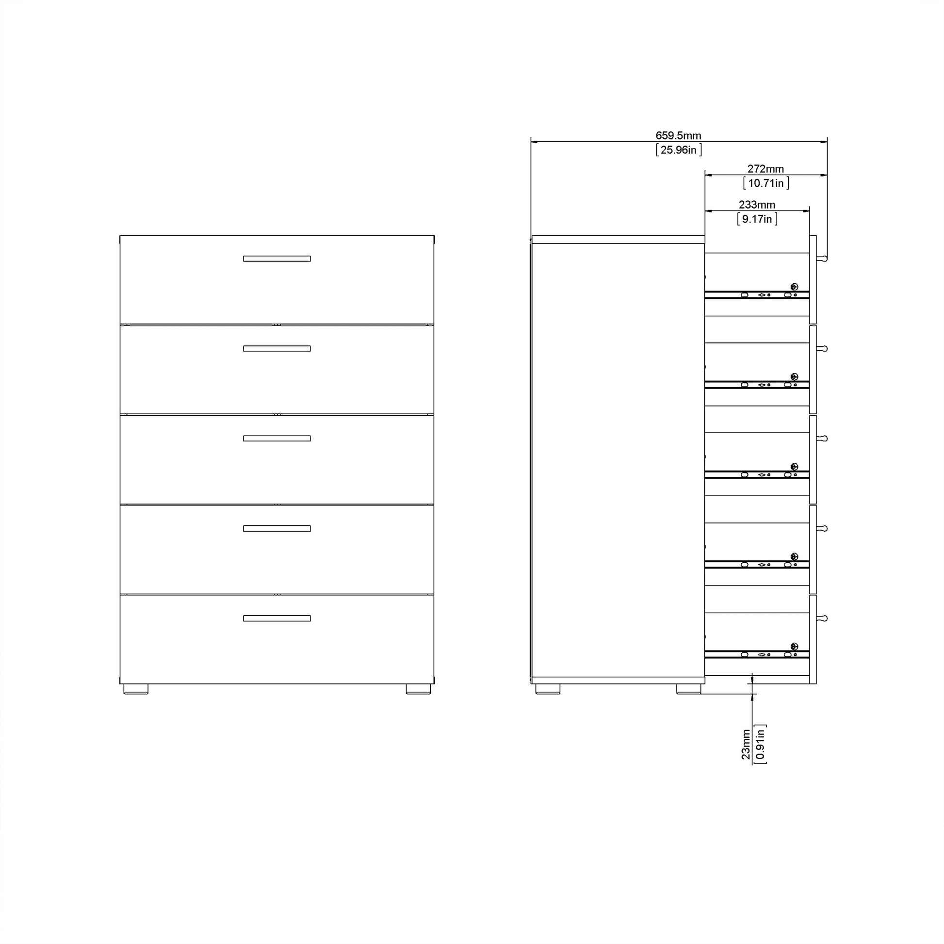 Cote | Furniture Pepe Chest of Drawers, 5 Drawer - Black Pepe, Chest of Drawers 71070508gmgm