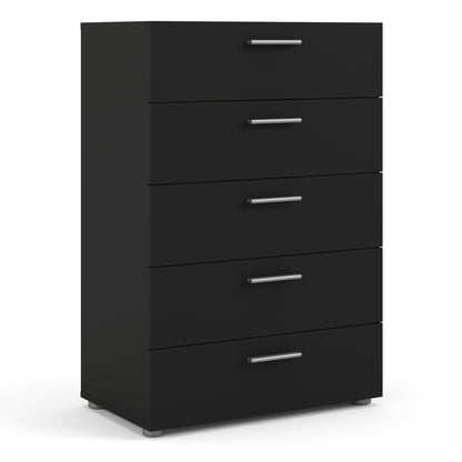 Cote | Furniture Pepe Chest of Drawers, 5 Drawer - Black Pepe, Chest of Drawers 71070508gmgm