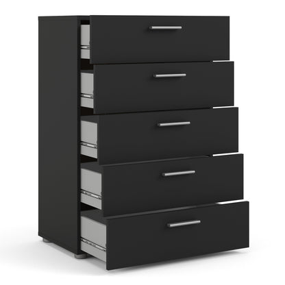 Cote | Furniture Pepe Chest of Drawers, 5 Drawer - Black Pepe, Chest of Drawers 71070508gmgm