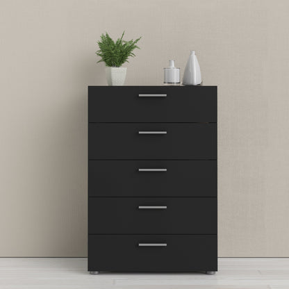 Cote | Furniture Pepe Chest of Drawers, 5 Drawer - Black Pepe, Chest of Drawers 71070508gmgm