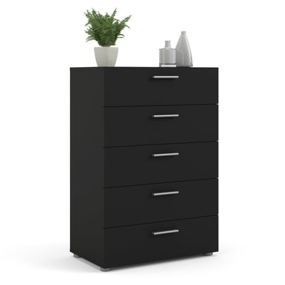 Cote | Furniture Pepe Chest of Drawers, 5 Drawer - Black Pepe, Chest of Drawers 71070508gmgm