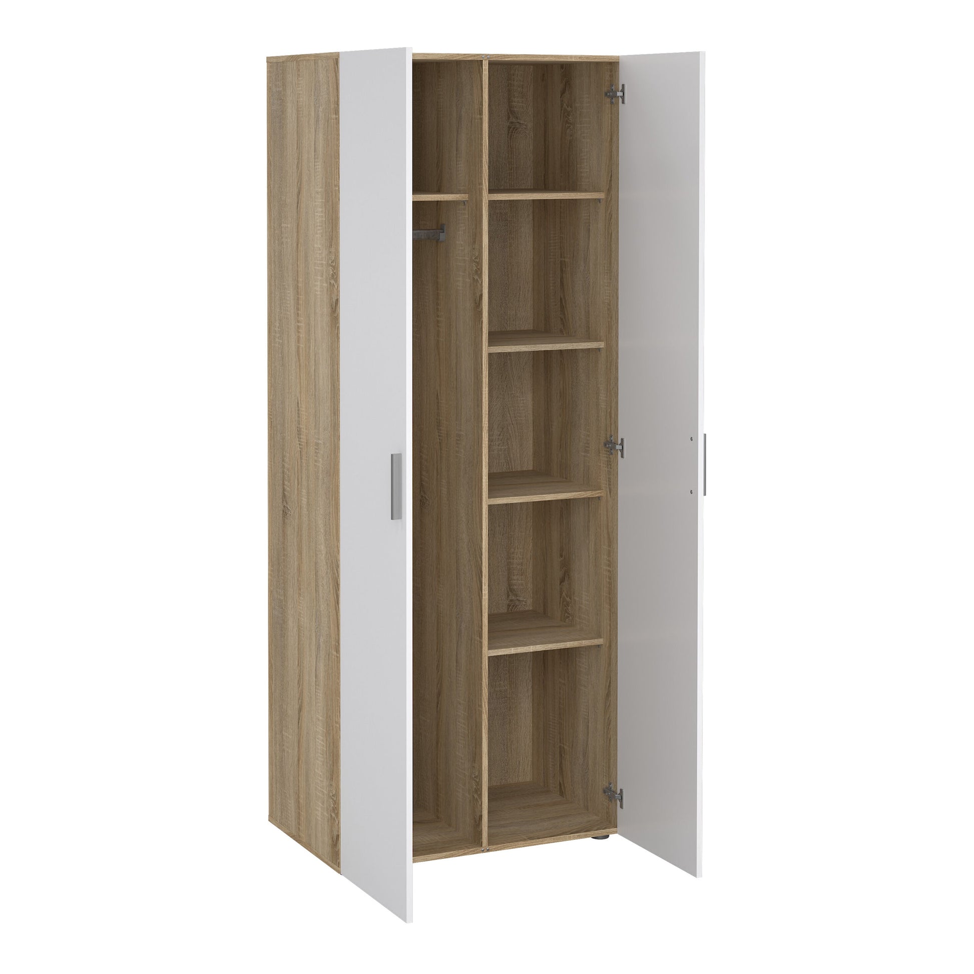 Cote | Furniture Pepe 3 Piece Bedroom Set - Bedside Table, Chest and 2 Door Wardrobe - Oak & White Pepe, BUNDLE 710akuup1