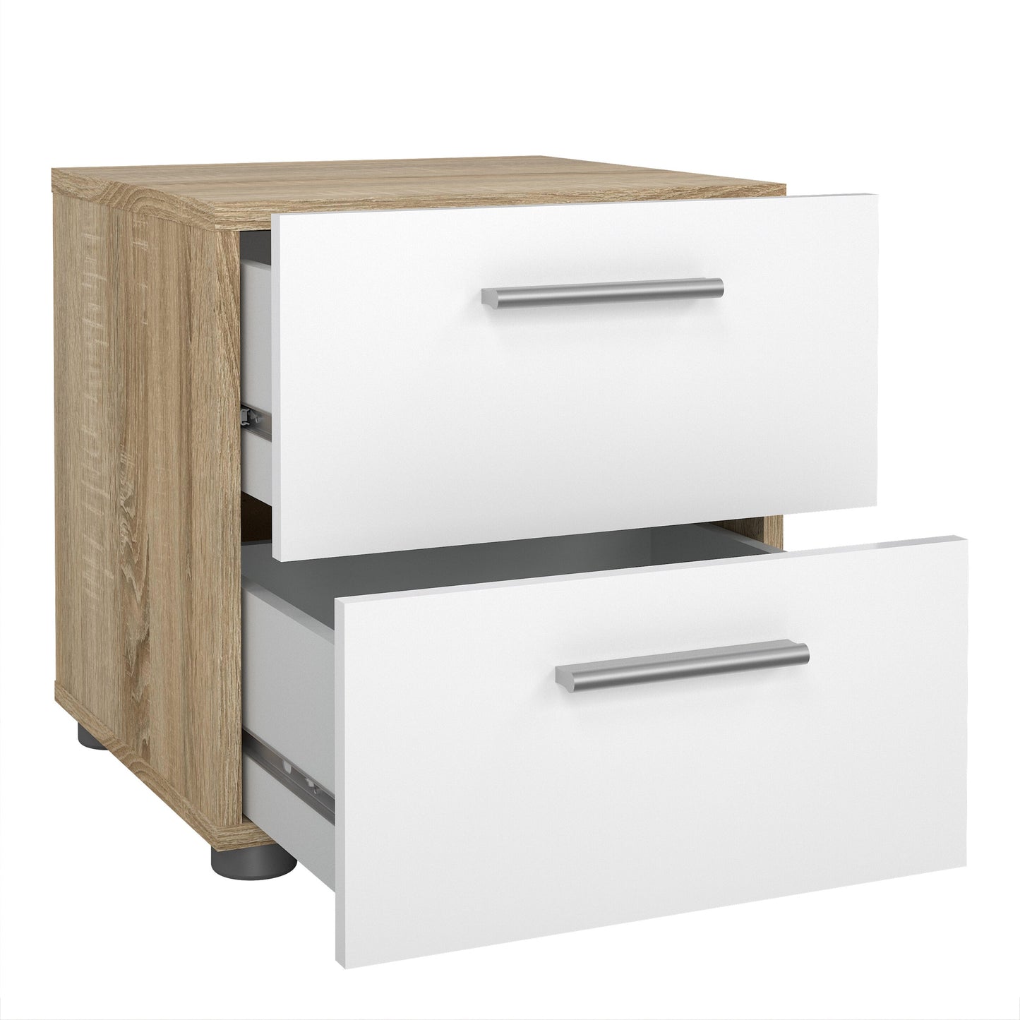 Cote | Furniture Pepe 3 Piece Bedroom Set - Bedside Table, Chest and 2 Door Wardrobe - Oak & White Pepe, BUNDLE 710akuup1