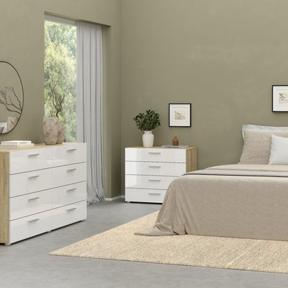 Cote | Furniture Pepe 3 Piece Bedroom Set - Bedside Table, Chest and 2 Door Wardrobe - Oak & White Pepe, BUNDLE 710akuup1