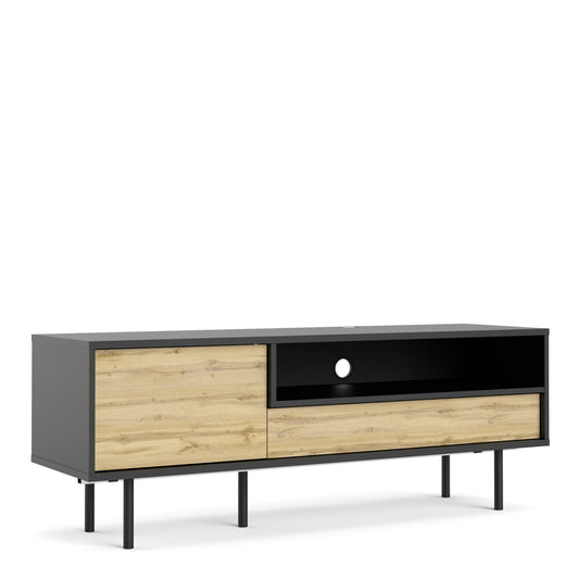 Cote | Furniture Match TV Unit, 1 Door + 1 Drawer - Black & Oak Match, TV Stands 71169972gmfj