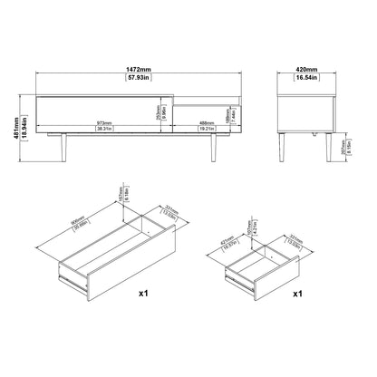 Cote | Furniture Unit Sideboard, 2 Drawer + 3 Door - White & Walnut Unit, Sideboards 7137090049dj