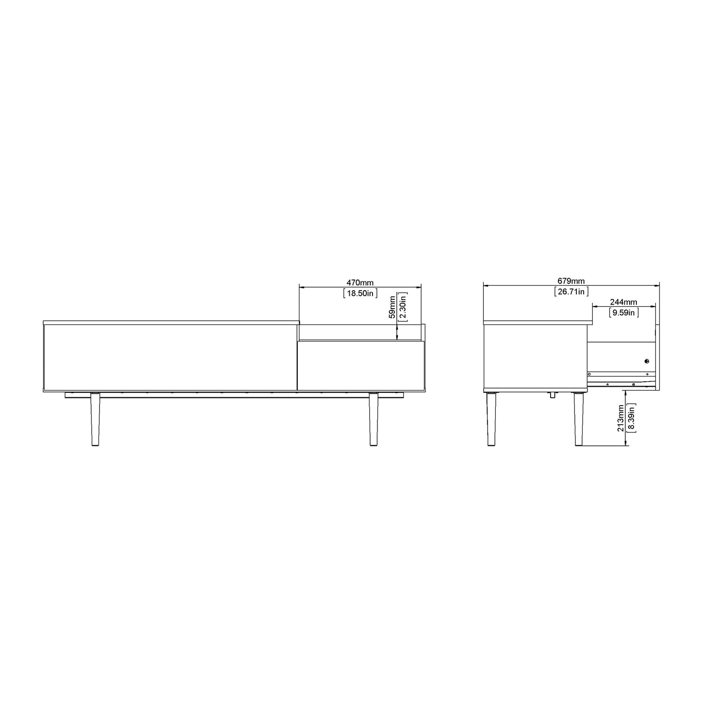 Cote | Furniture Unit Sideboard, 2 Drawer + 3 Door - White & Walnut Unit, Sideboards 7137090049dj