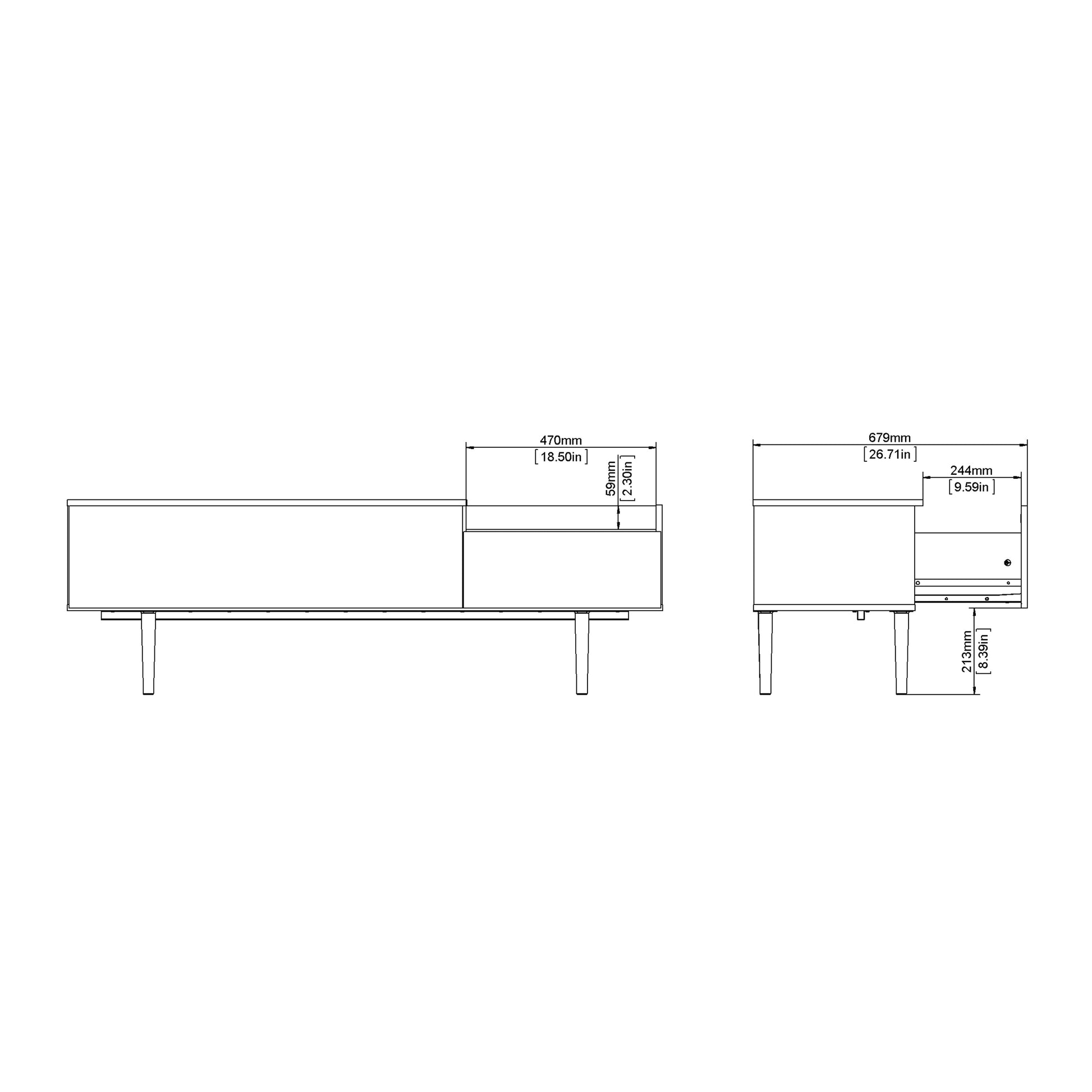 Cote | Furniture Unit Sideboard, 2 Drawer + 3 Door - White & Walnut Unit, Sideboards 7137090049dj