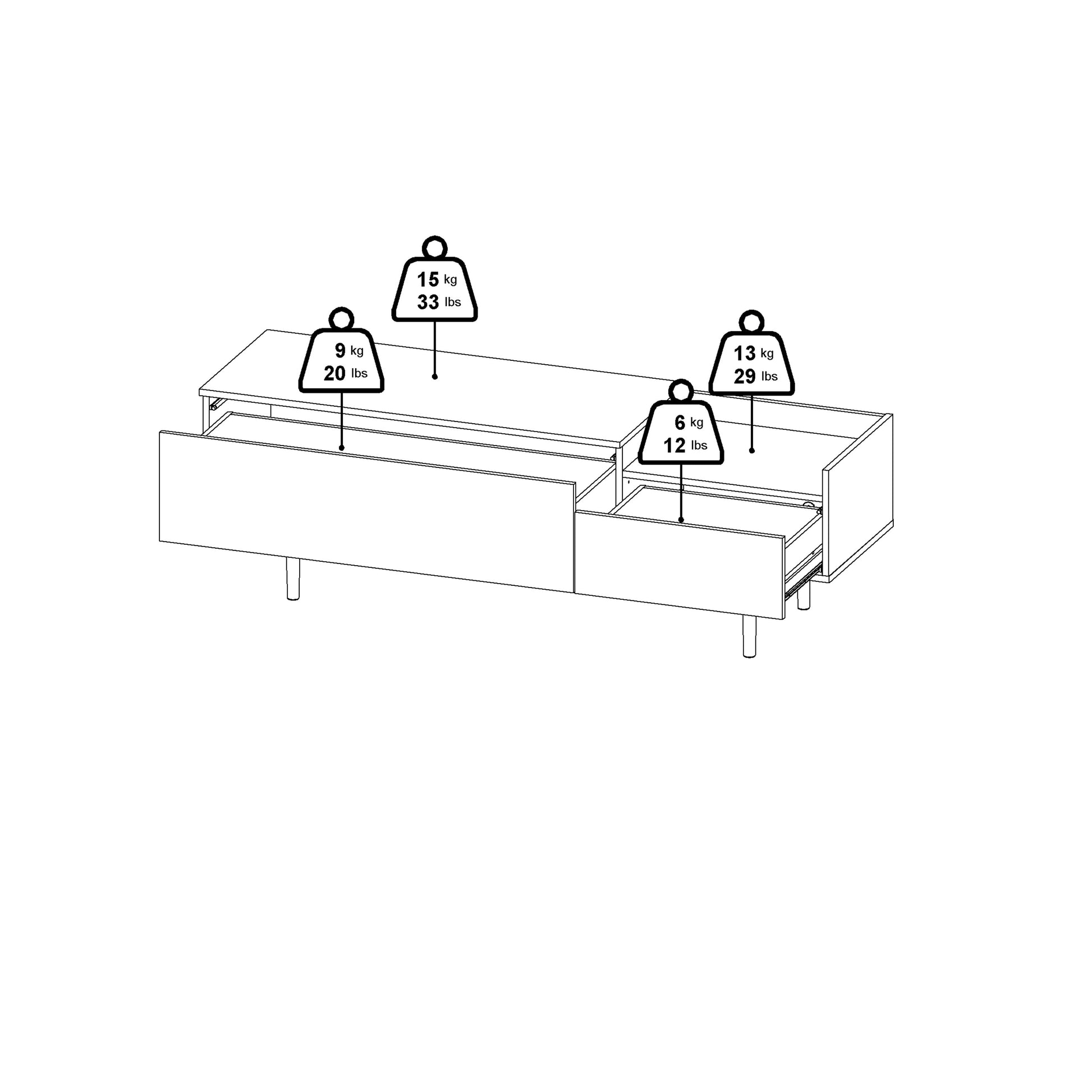 Cote | Furniture Unit Sideboard, 2 Drawer + 3 Door - White & Walnut Unit, Sideboards 7137090049dj