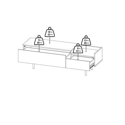 Cote | Furniture Unit Sideboard, 2 Drawer + 3 Door - White & Walnut Unit, Sideboards 7137090049dj