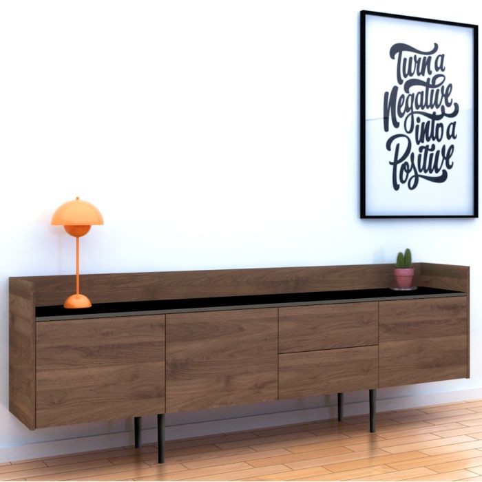 Cote | Furniture Unit Sideboard 2 Drawer + 3 Door - Walnut & Black Unit, Sideboards 71370900dj86