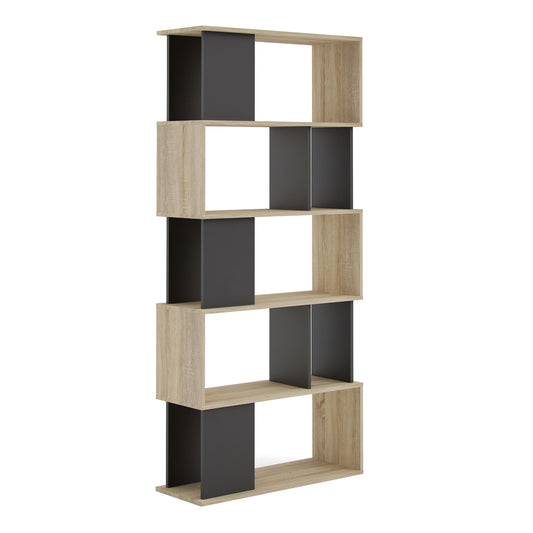 Cote | Furniture Maze Open Bookcase 4 Shelves - Oak & Black Maze, Bookcases 71471735ak86