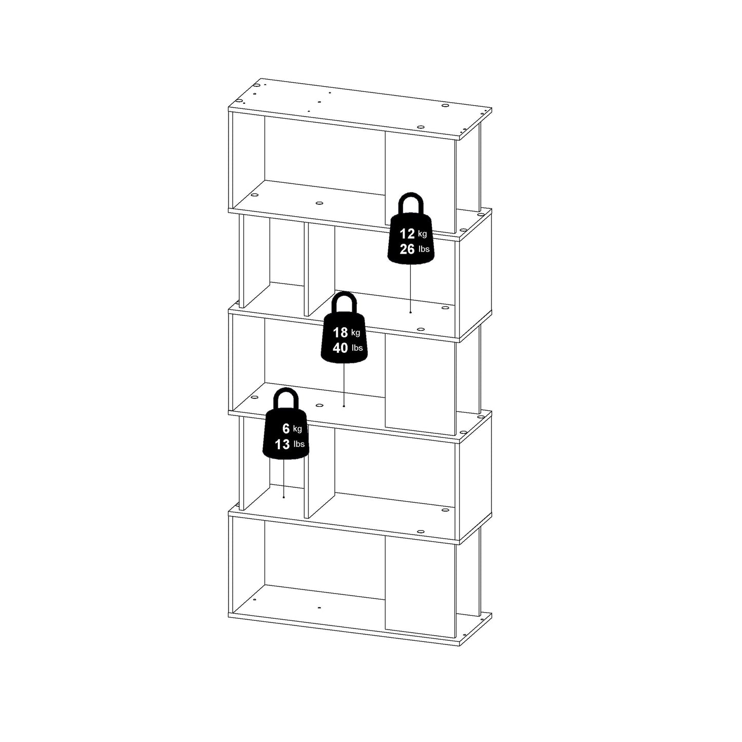 Cote | Furniture Maze Open Bookcase 4 Shelves - Grey Concrete & White Maze, Bookcases 71471735gx49