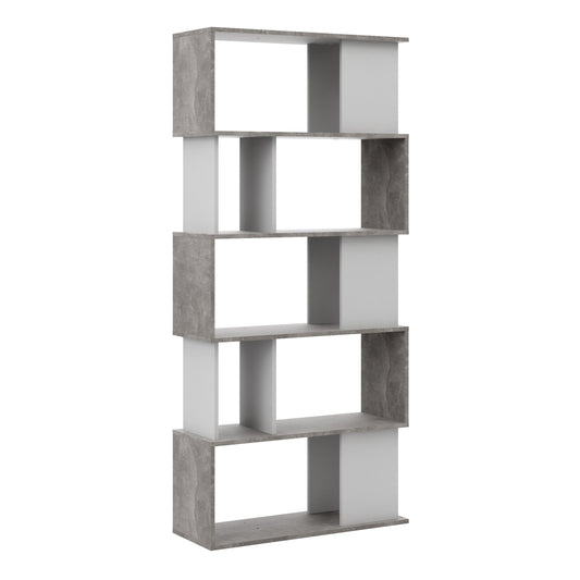 Cote | Furniture Maze Open Bookcase 4 Shelves - Grey Concrete & White Maze, Bookcases 71471735gx49