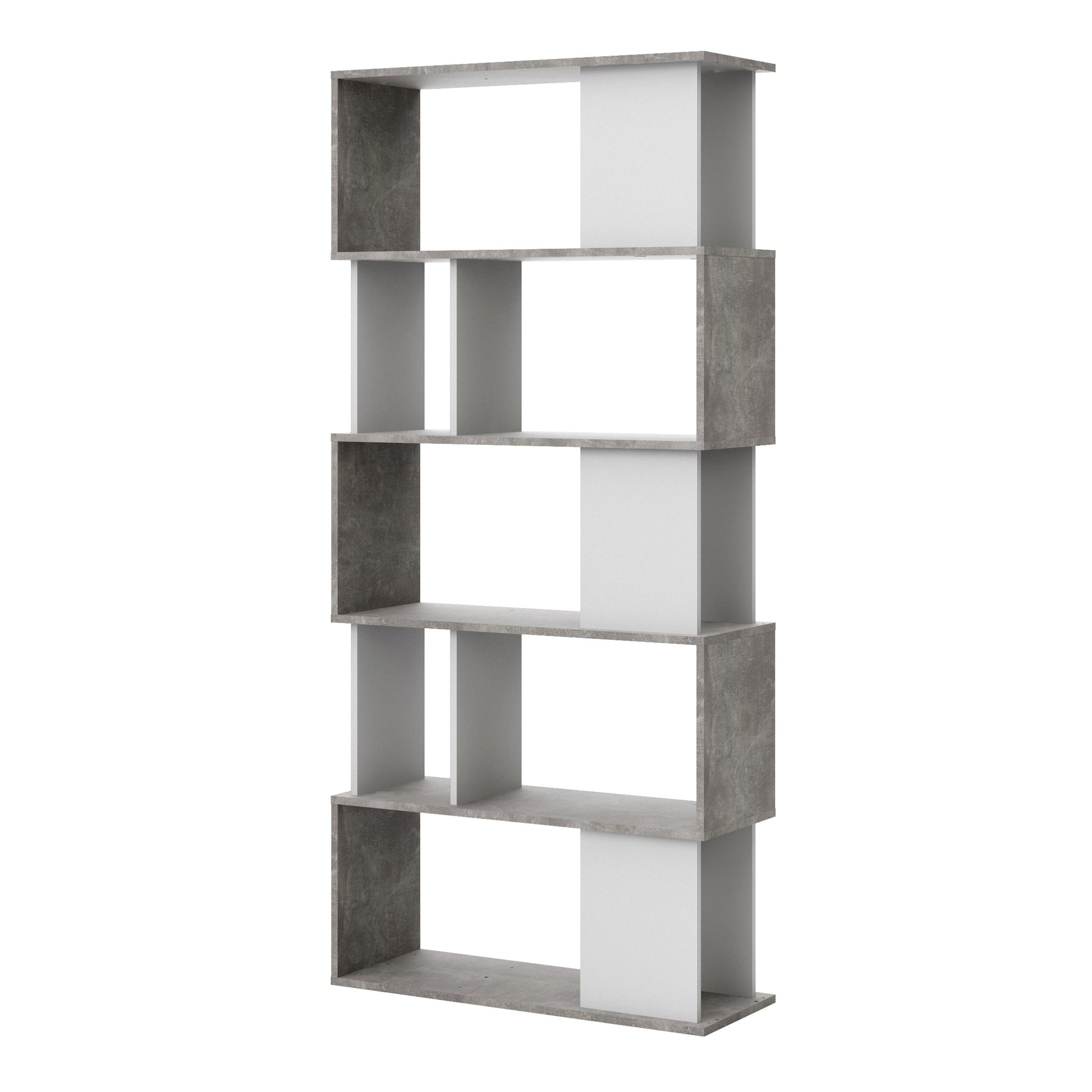 Cote | Furniture Maze Open Bookcase 4 Shelves - Grey Concrete & White Maze, Bookcases 71471735gx49