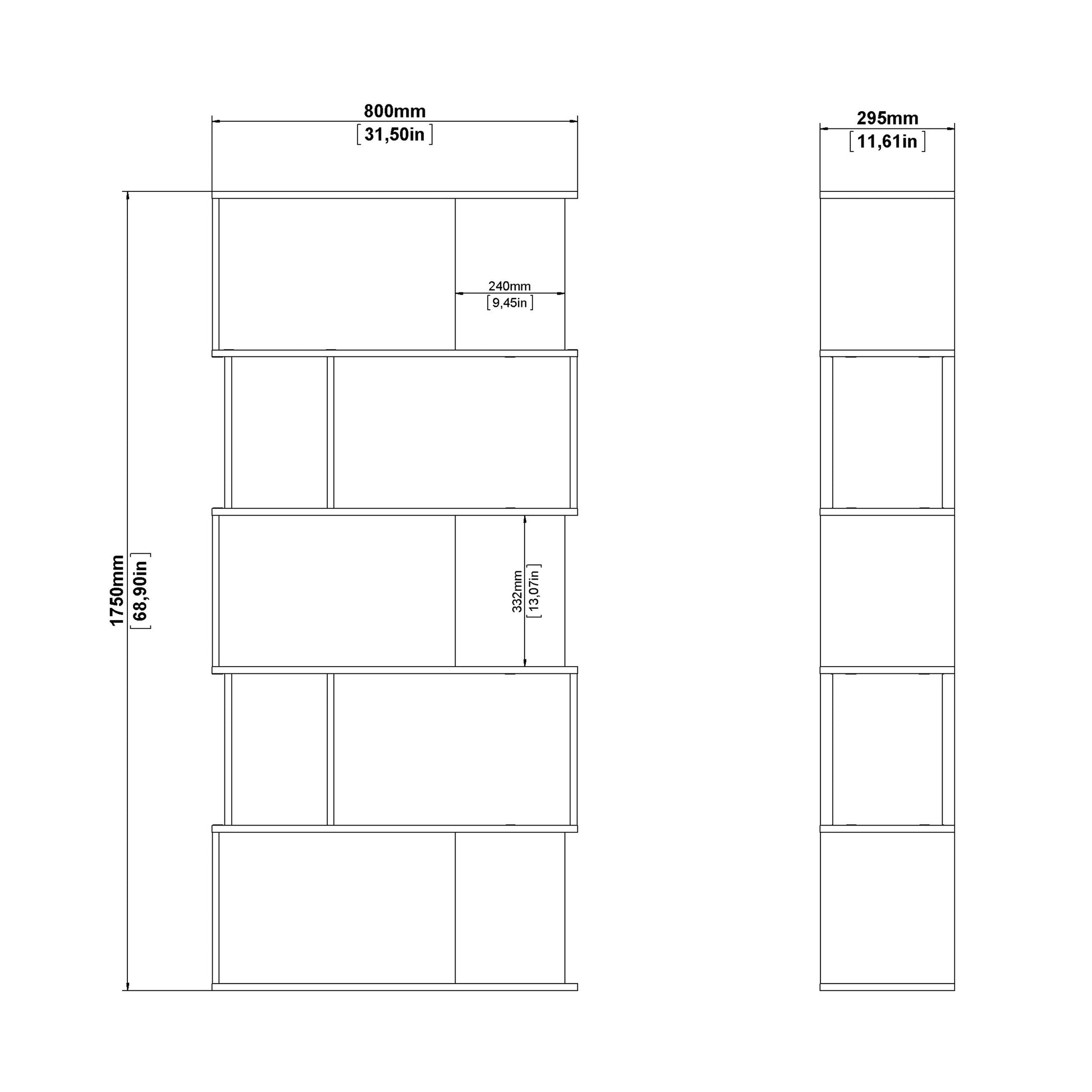 Cote | Furniture Maze Open Bookcase 4 Shelves - Grey Concrete & White Maze, Bookcases 71471735gx49