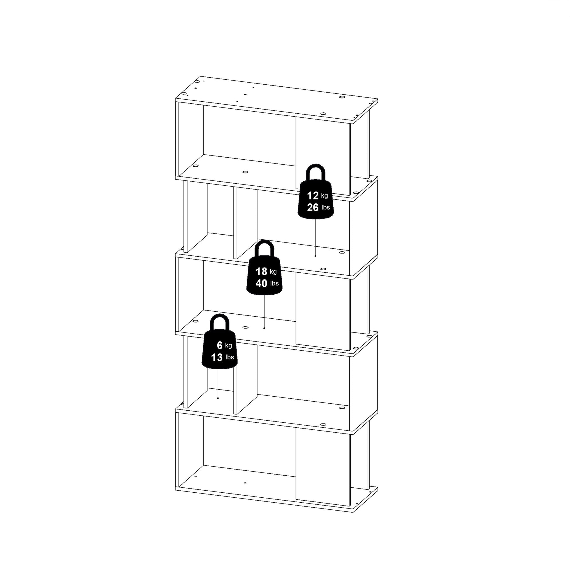 Cote | Furniture Maze Open Bookcase 4 Shelves - Oak & White Maze, Bookcases 71471735hl49