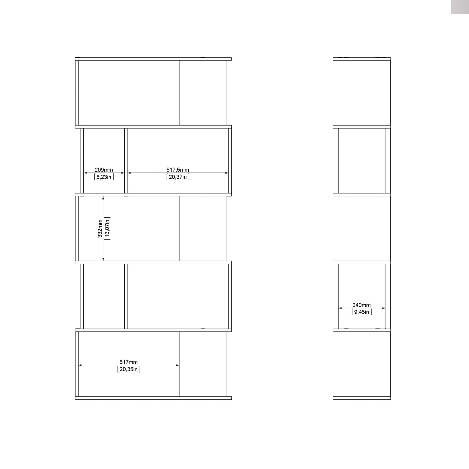 Cote | Furniture Maze Open Bookcase 4 Shelves - Oak & White Maze, Bookcases 71471735hl49