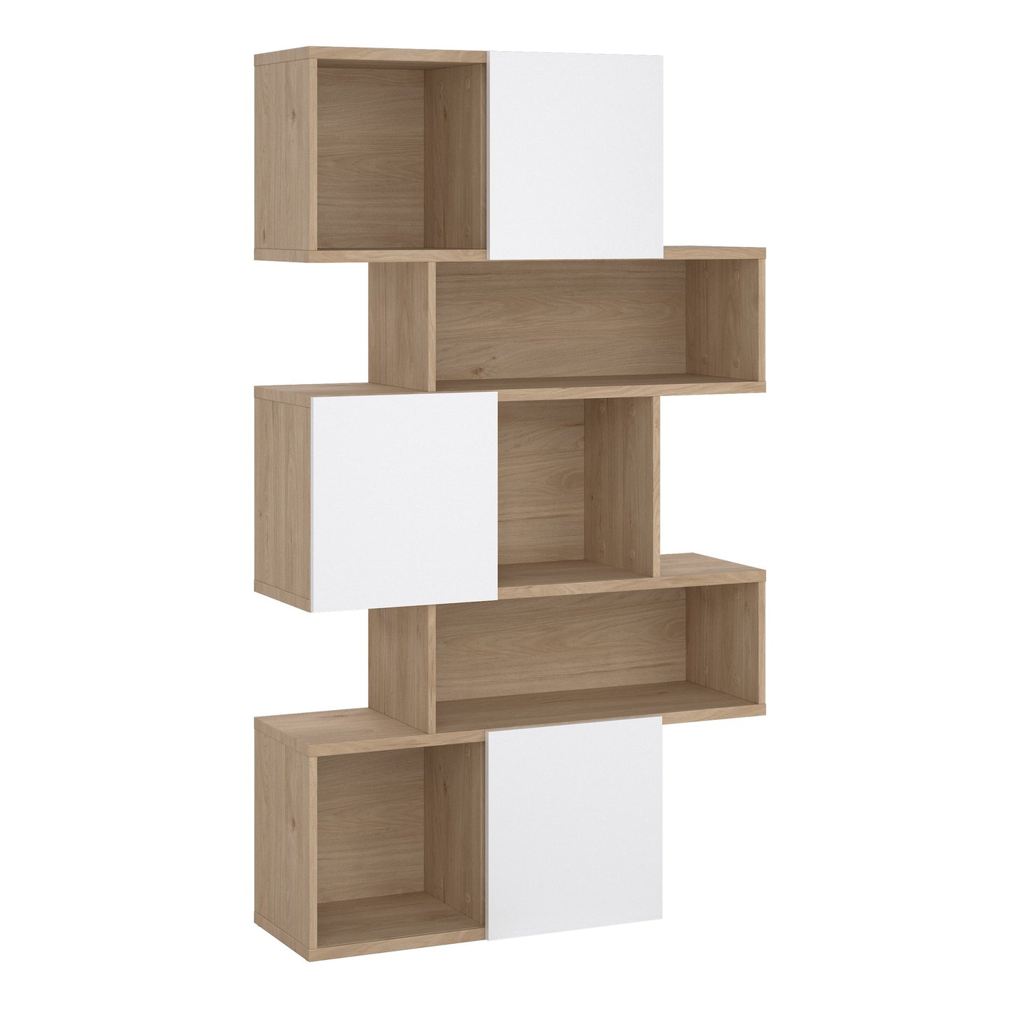 Cote | Furniture Maze Asymmetrical Bookcase, 3 Doors - Oak & White Maze, Bookcases 71471738hluu