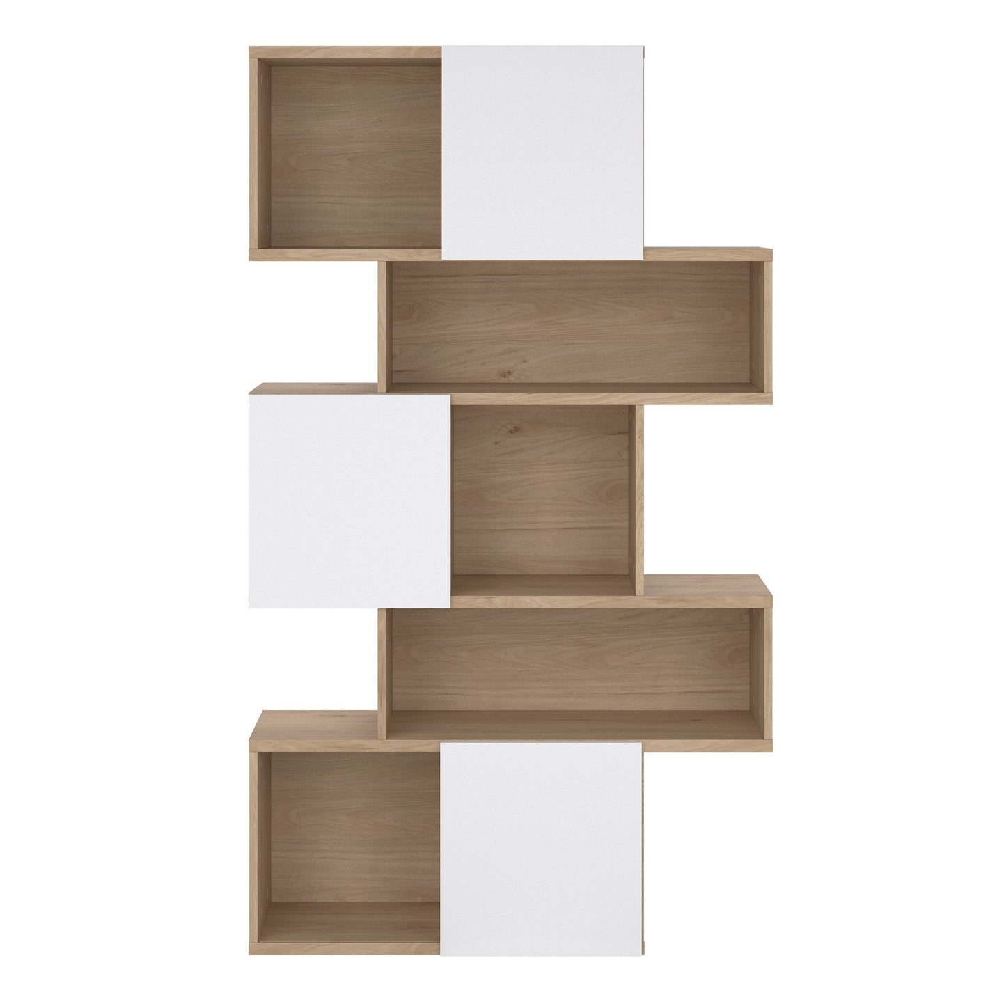 Cote | Furniture Maze Asymmetrical Bookcase, 3 Doors - Oak & White Maze, Bookcases 71471738hluu