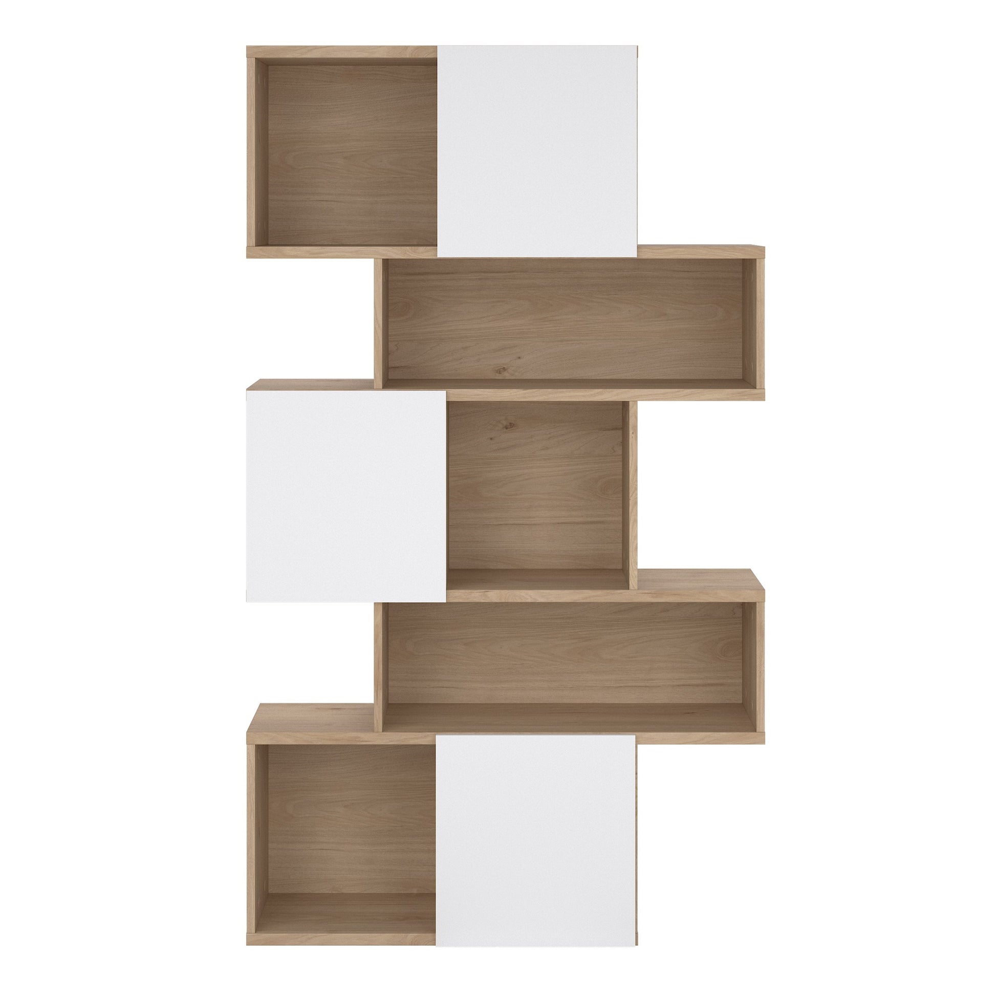 Cote | Furniture Maze Asymmetrical Bookcase, 3 Doors - Oak & White Maze, Bookcases 71471738hluu