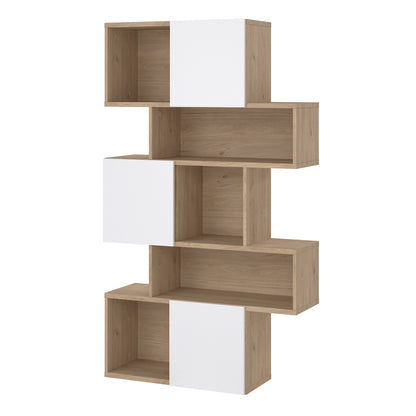 Cote | Furniture Maze Asymmetrical Bookcase, 3 Doors - Oak & White Maze, Bookcases 71471738hluu