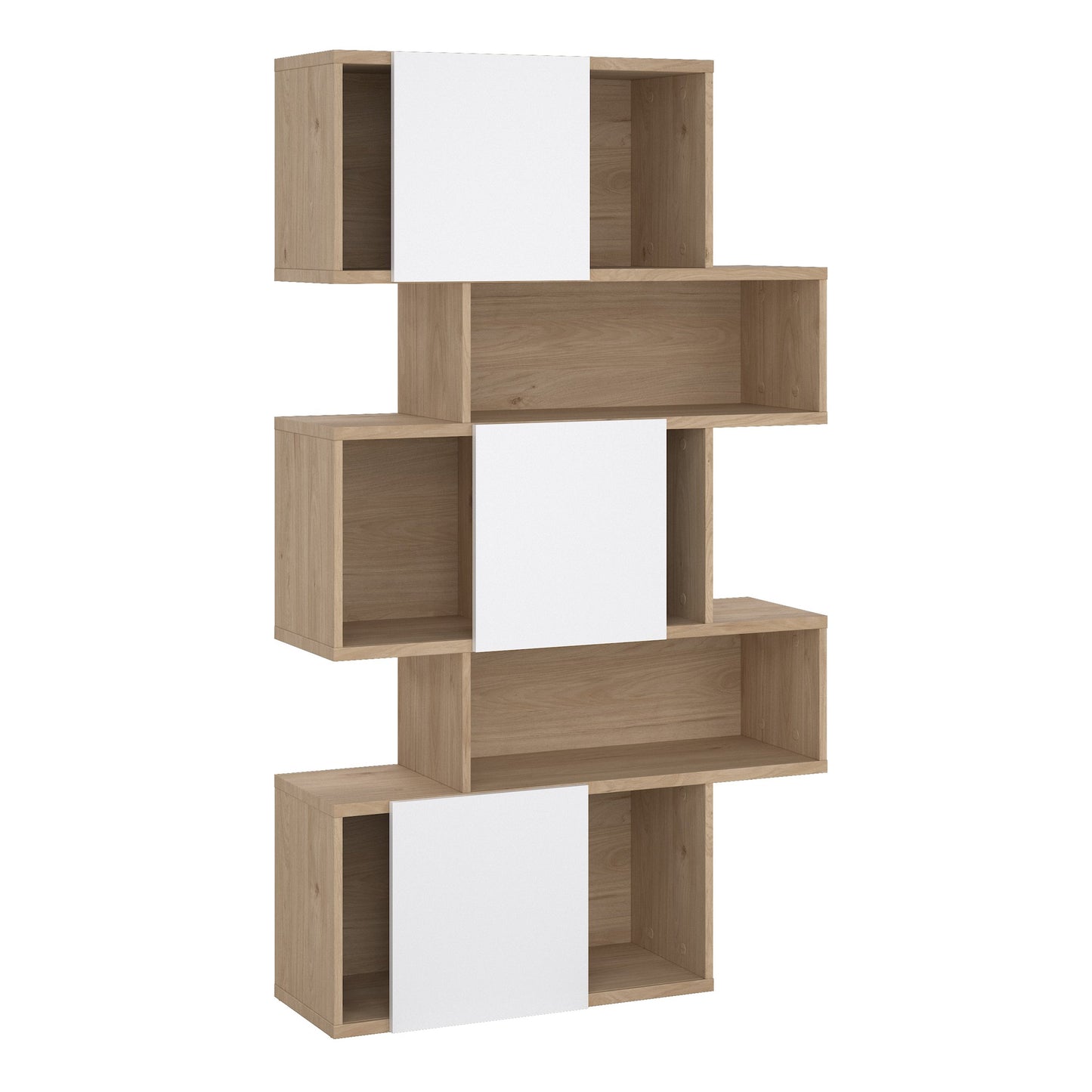 Cote | Furniture Maze Asymmetrical Bookcase, 3 Doors - Oak & White Maze, Bookcases 71471738hluu