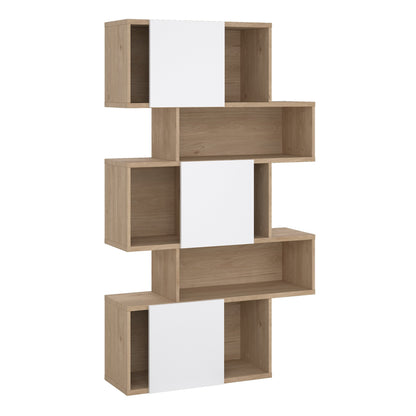 Cote | Furniture Maze Asymmetrical Bookcase, 3 Doors - Oak & White Maze, Bookcases 71471738hluu