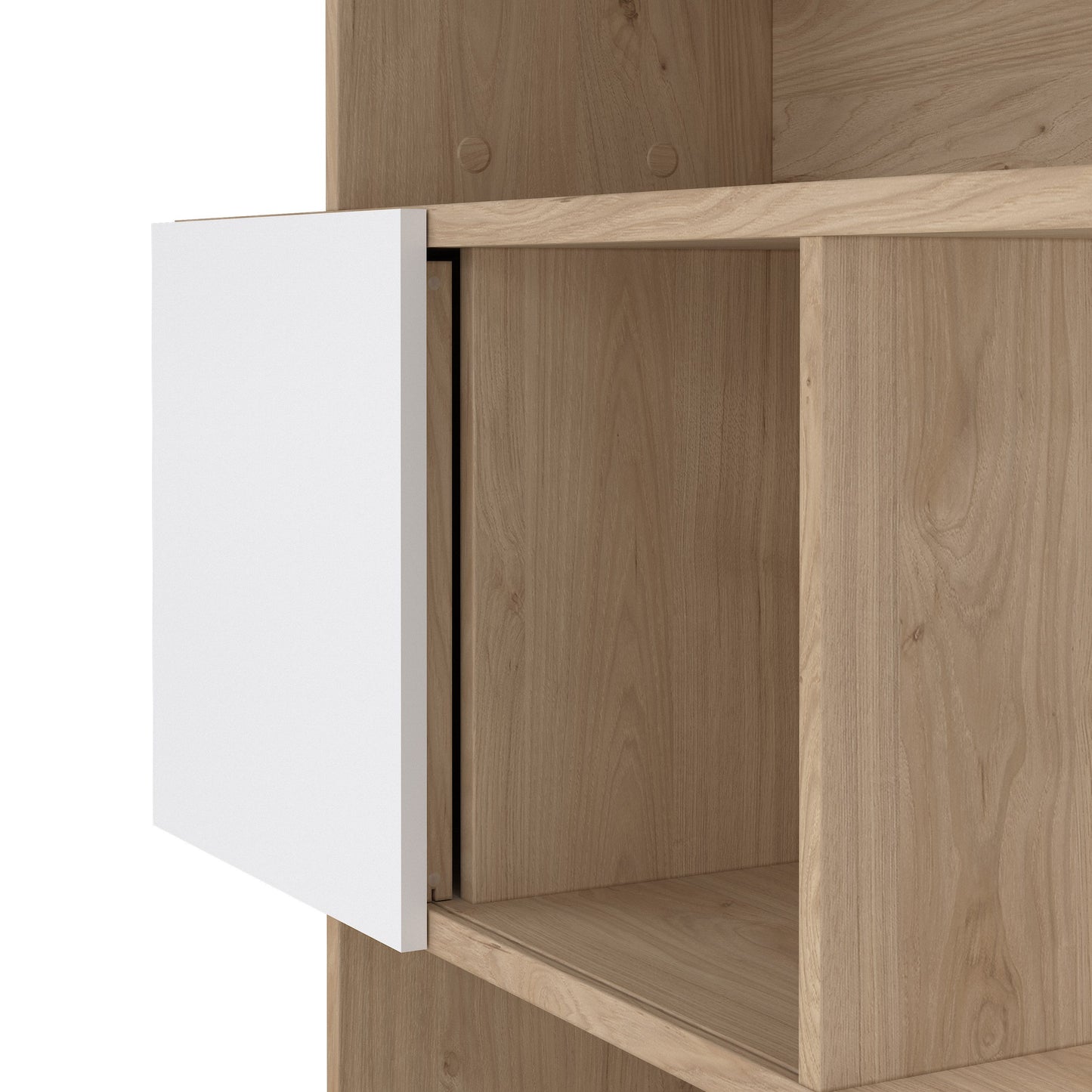 Cote | Furniture Maze Asymmetrical Bookcase, 3 Doors - Oak & White Maze, Bookcases 71471738hluu