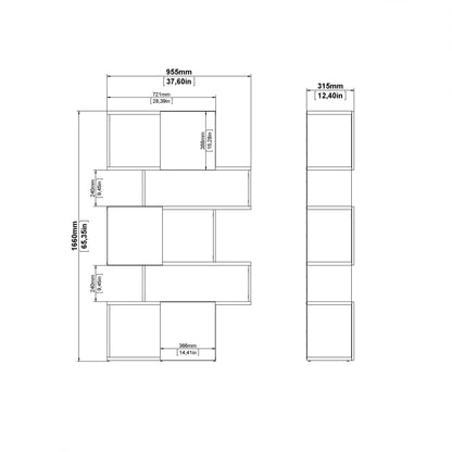 Cote | Furniture Maze Asymmetrical Bookcase, 3 Doors - Oak & White Maze, Bookcases 71471738hluu