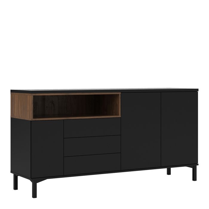 Cote | Furniture Roomers Sideboard, 3 Drawer +3 Door - Black & Walnut Roomers, Sideboards 7169217886DJ