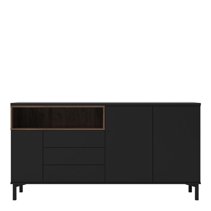 Cote | Furniture Roomers Sideboard, 3 Drawer +3 Door - Black & Walnut Roomers, Sideboards 7169217886DJ