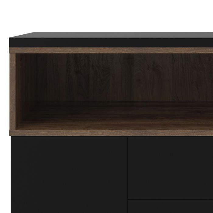 Cote | Furniture Roomers Sideboard, 3 Drawer +3 Door - Black & Walnut Roomers, Sideboards 7169217886DJ