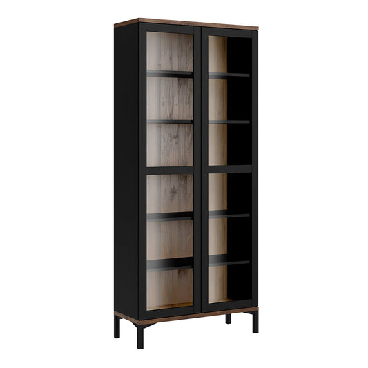 Cote | Furniture Roomers Display Cabinet Glazed 2 Door - Black & Walnut Roomers, Display Cabinets 7169217686dj