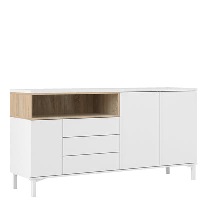 Cote | Furniture Roomers Sideboard,  3 Drawer + 3 Door - White & Oak Roomers, Sideboards 7169217849ak