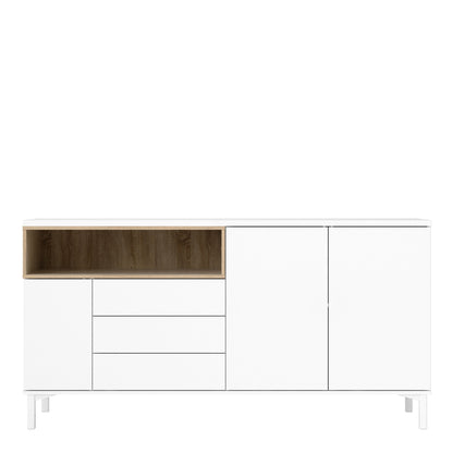 Cote | Furniture Roomers Sideboard,  3 Drawer + 3 Door - White & Oak Roomers, Sideboards 7169217849ak