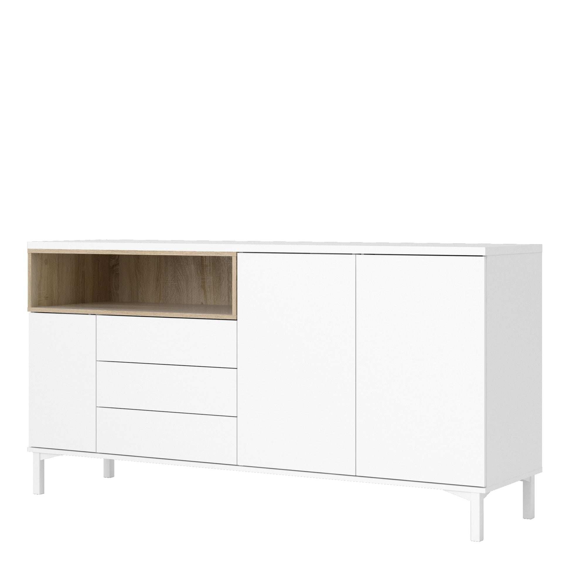 Cote | Furniture Roomers Sideboard,  3 Drawer + 3 Door - White & Oak Roomers, Sideboards 7169217849ak