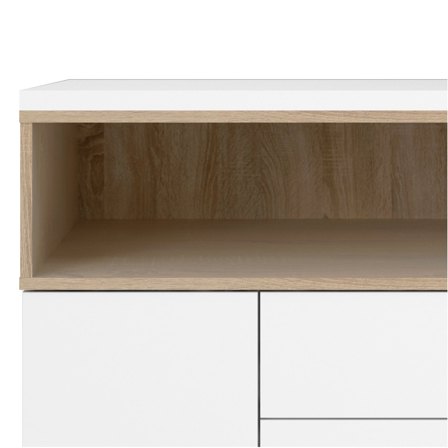 Cote | Furniture Roomers Sideboard,  3 Drawer + 3 Door - White & Oak Roomers, Sideboards 7169217849ak