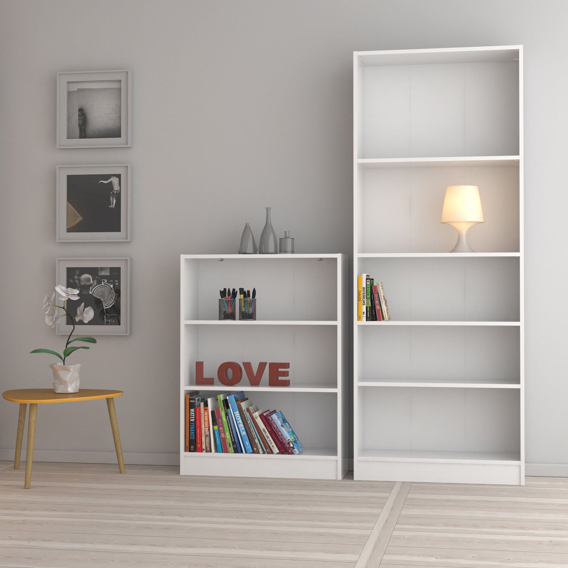 Cote | Furniture Basic Bookcase, Low Wide (2 Shelves) - White Basic, Bookcases 7187177649