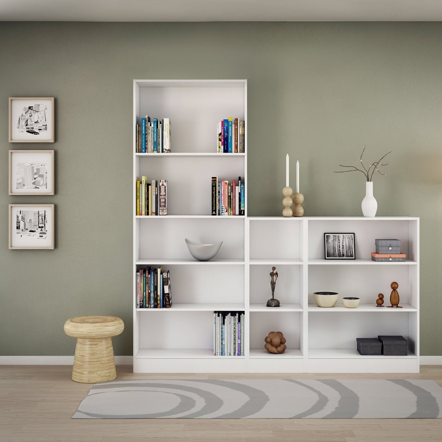 Cote | Furniture Basic Bookcase, Low Wide (2 Shelves) - White Basic, Bookcases 7187177649