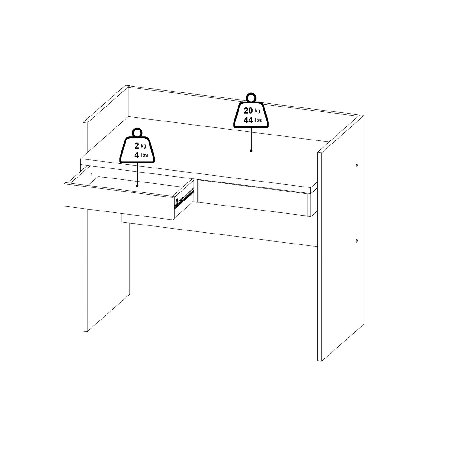 Cote | Furniture Function Plus Desk, 2 Drawer - White & Oak Function Plus, Office Desks 71970493hl49