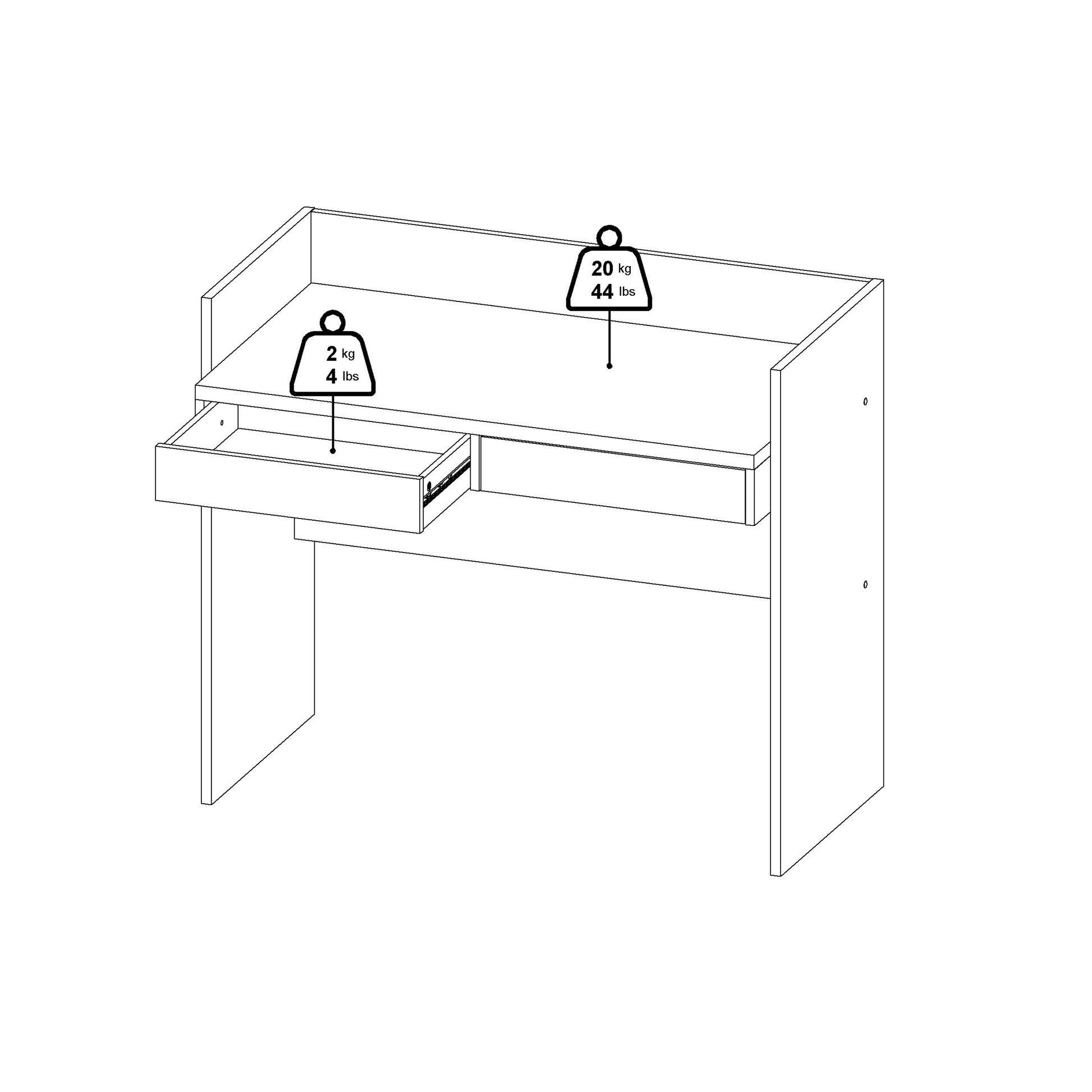 Cote | Furniture Function Plus Desk, 2 Drawer - White & Oak Function Plus, Office Desks 71970493hl49