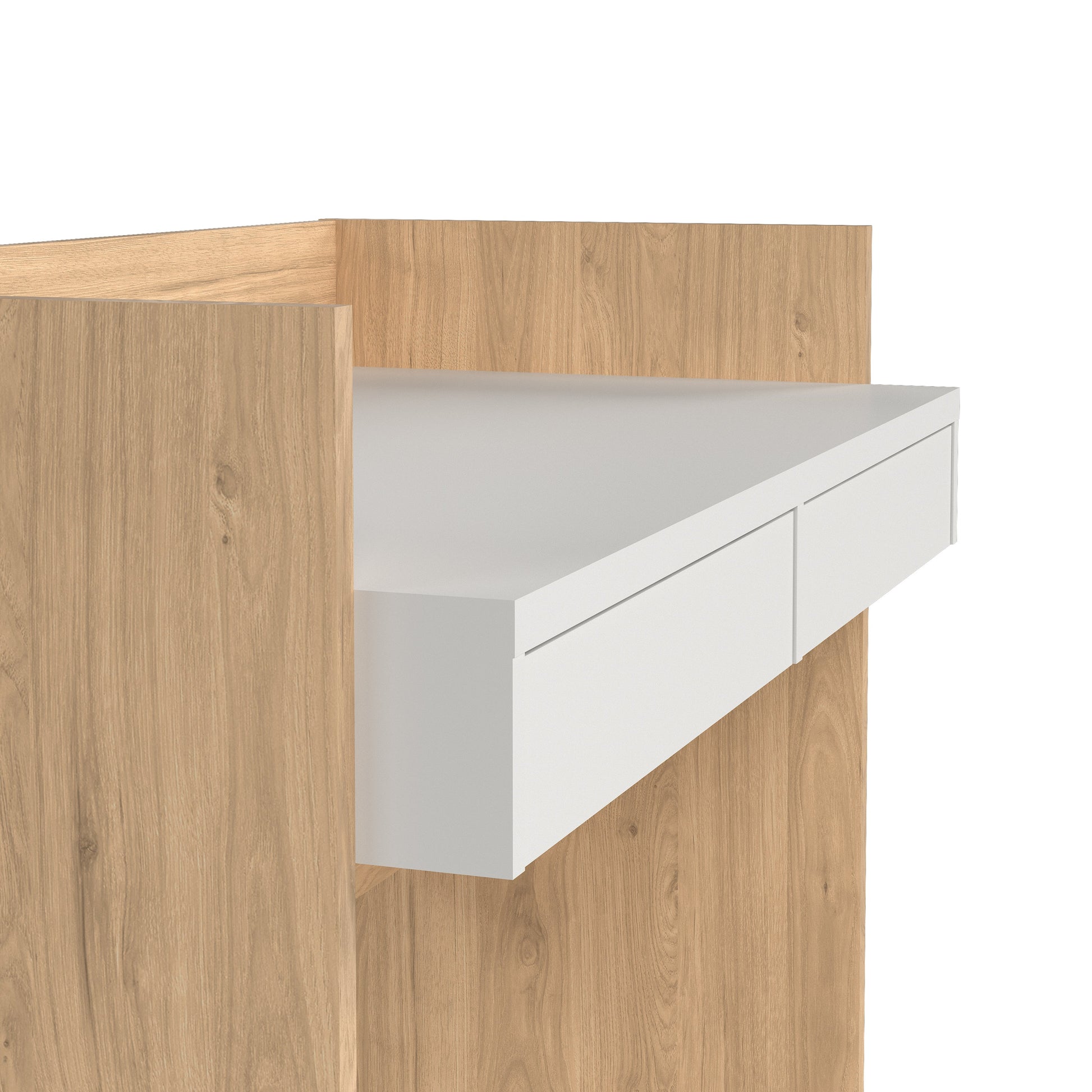 Cote | Furniture Function Plus Desk, 2 Drawer - White & Oak Function Plus, Office Desks 71970493hl49