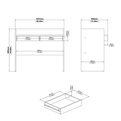 Cote | Furniture Function Plus Desk, 2 Drawer - White & Oak Function Plus, Office Desks 71970493hl49